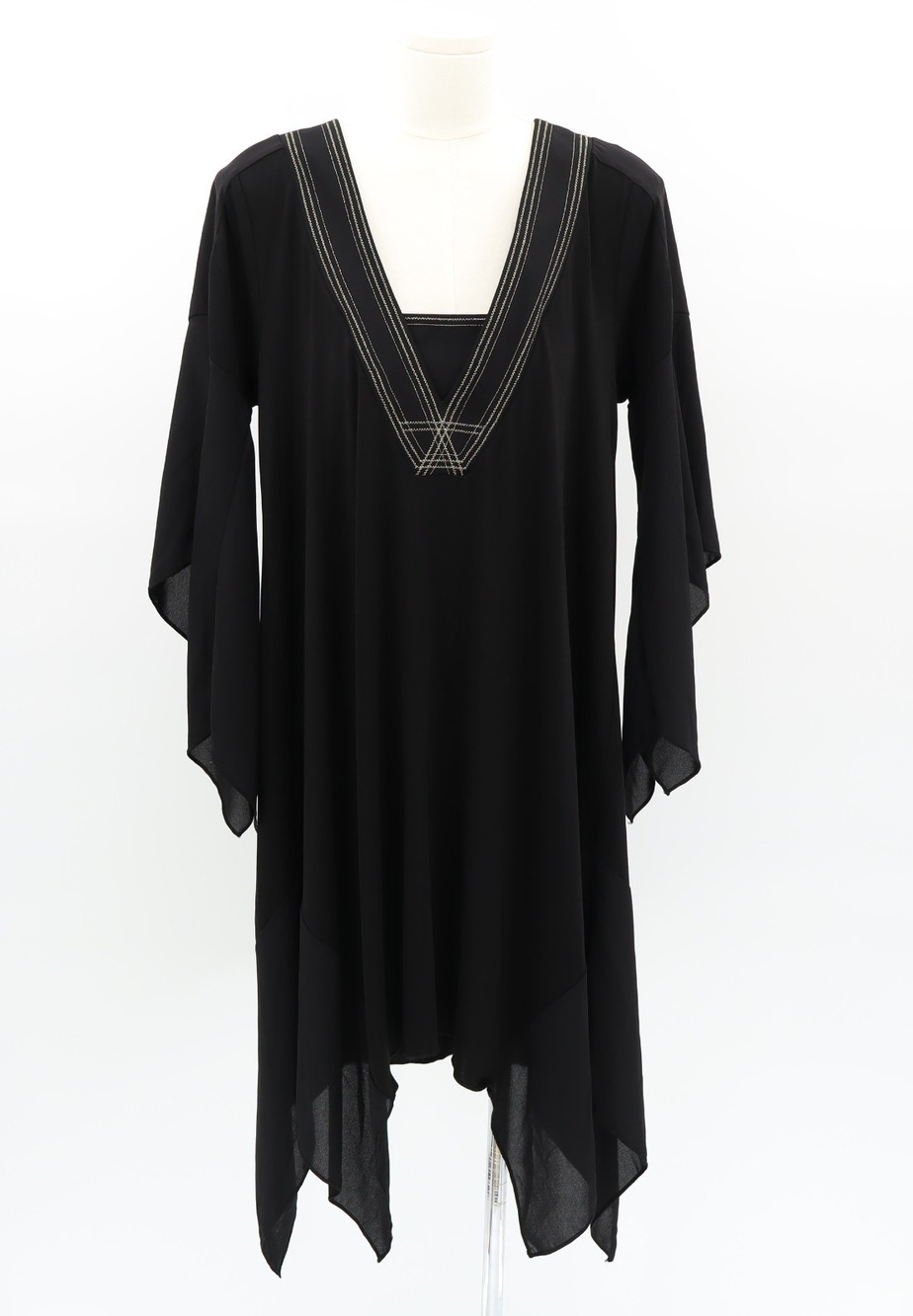 BCBG Maxazria Sz S Women's Long Sleeve Asymmetric Dress Whimsygoth